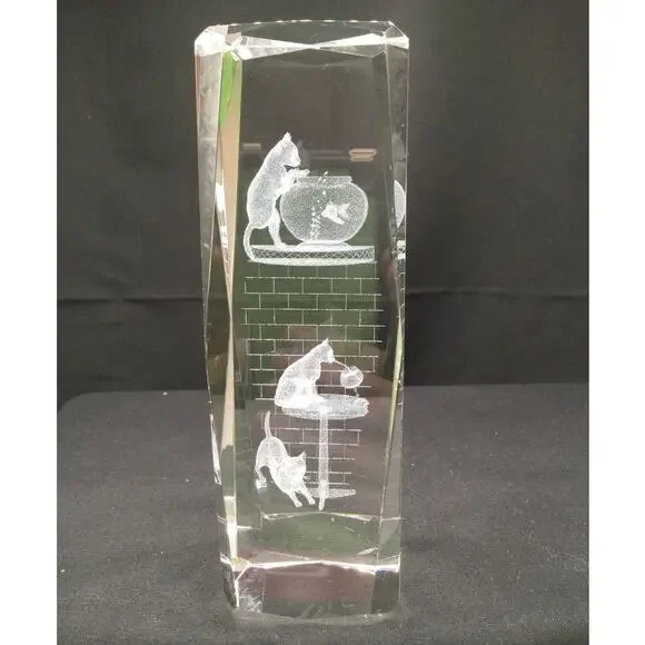 3D crystal Holographic Photo 3 Cats Playing - Picture 3 of 6
